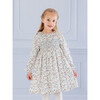 Bella Smocked Dress, Blue Floral Bird - Dresses - 2