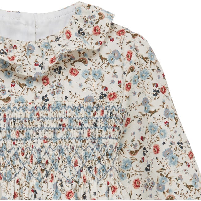 Bella Smocked Dress, Blue Floral Bird - Dresses - 4