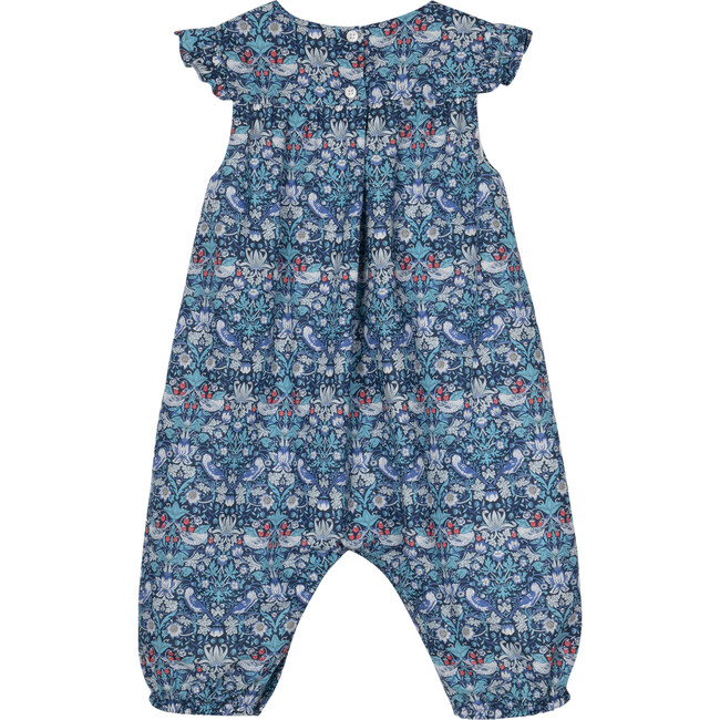 Little Strawberry Thief Romper, Blue - Rompers - 3