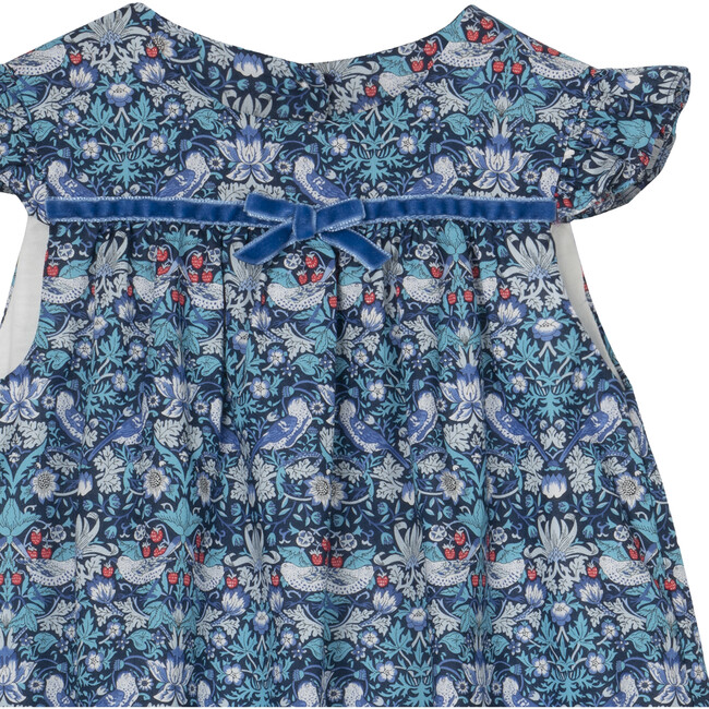 Little Strawberry Thief Romper, Blue - Rompers - 4