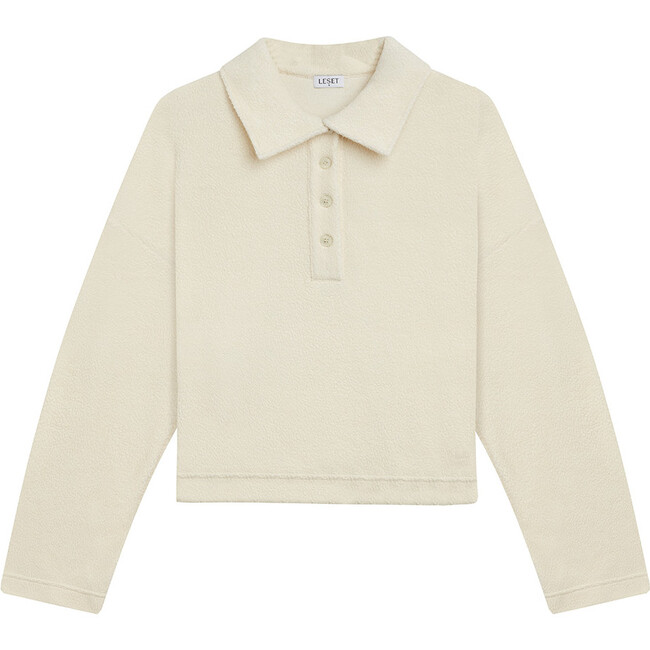 Women's Teddy Collar Pullover, Crème - Sweaters - 1