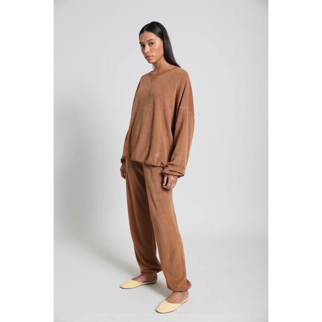 Women's Teddy Oversized Crewneck Sweatshirt, Brown