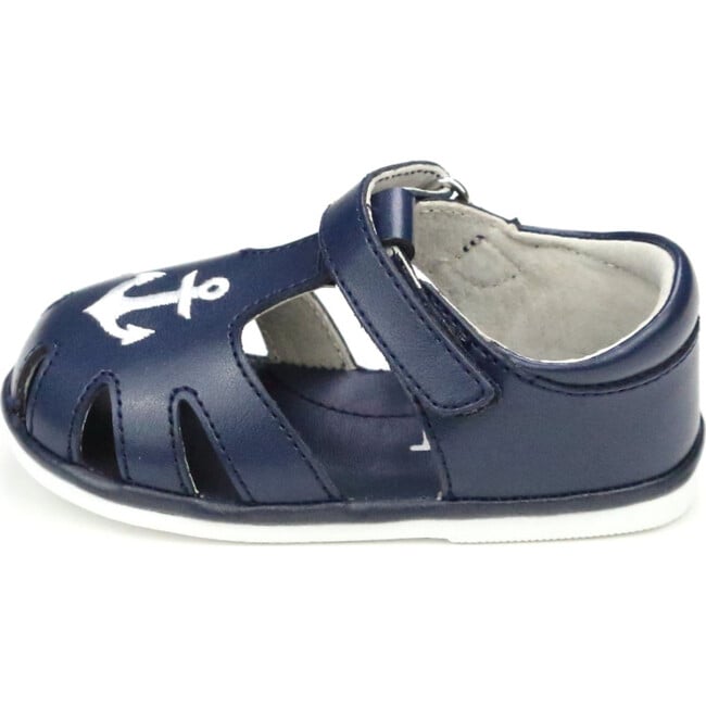 Baby Sawyer Nautical Caged Leather Sandal, Navy - Sandals - 3