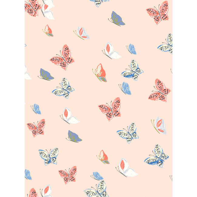 Tea Collection Mariposa Traditional Wallpaper, Peach