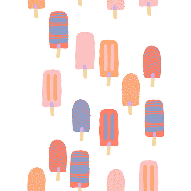Tea Collection Popcicles Removable Wallpaper, Orange Pink