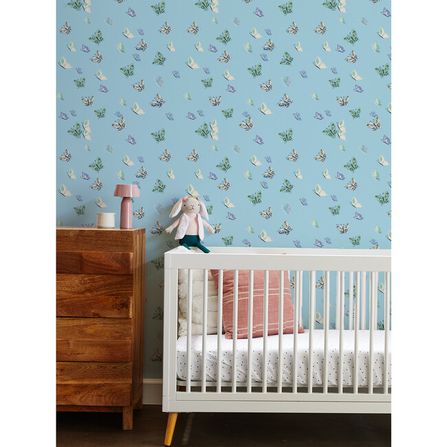 Tea Collection Mariposa Removable Wallpaper, Baby Blue