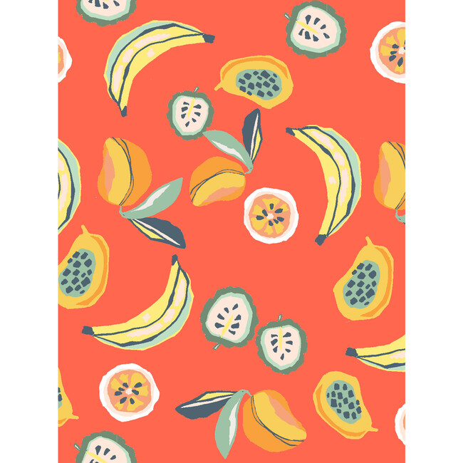 Tea Collection Mango Papaya Traditional Wallpaper, Persimmon