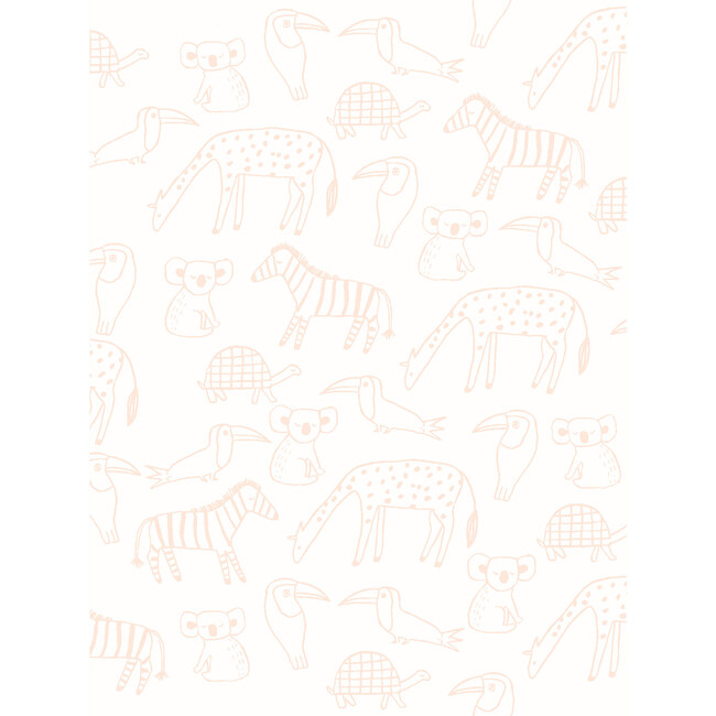 Tea Collection Zoo Party Removable Wallpaper, Peach