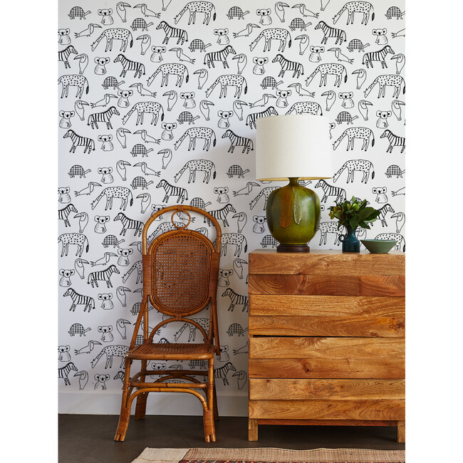 Tea Collection Zoo Party Traditional Wallpaper, Black - Wallpaper - 2