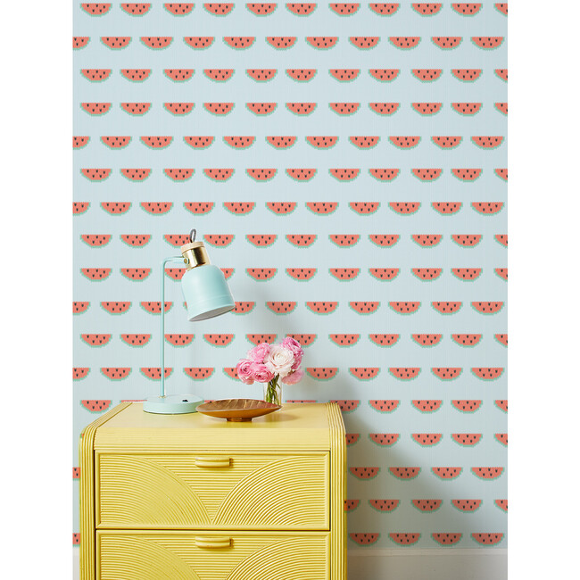 Tea Collection Watermelon Kit Traditional Wallpaper, Pale Blue