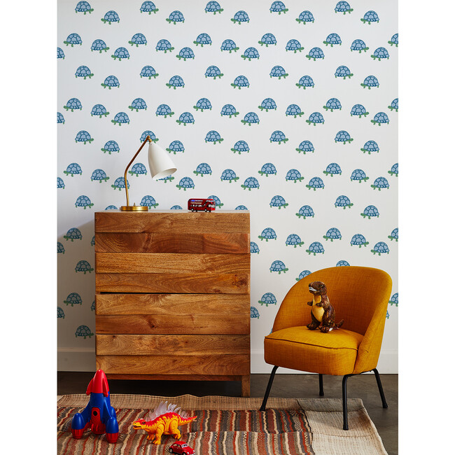 Tea Collection Tortoise Removable Wallpaper, White