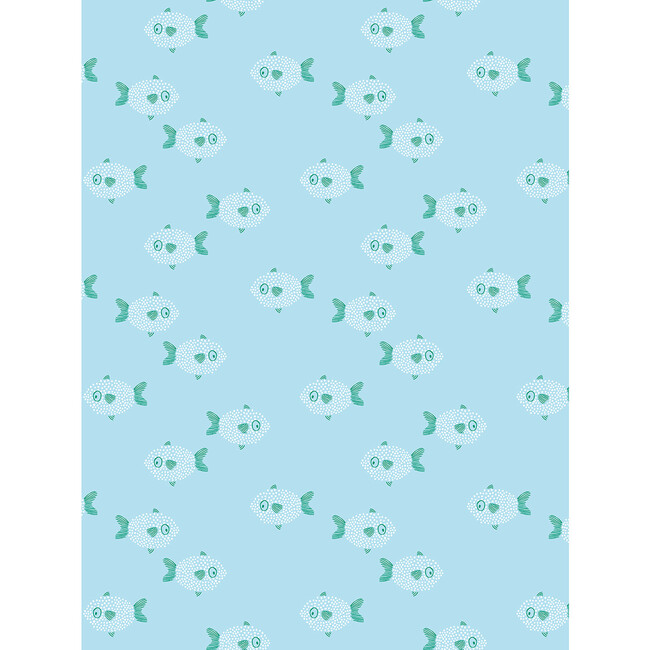 Tea Collection School of Fish Removable Wallpaper, Baby Blue