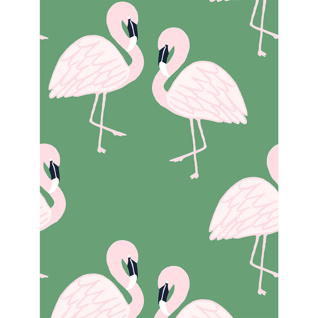 Tea Collection Flamingos Traditional Wallpaper, Green