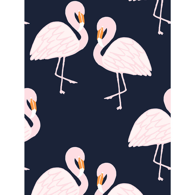 Tea Collection Flamingos Traditional Wallpaper, Navy