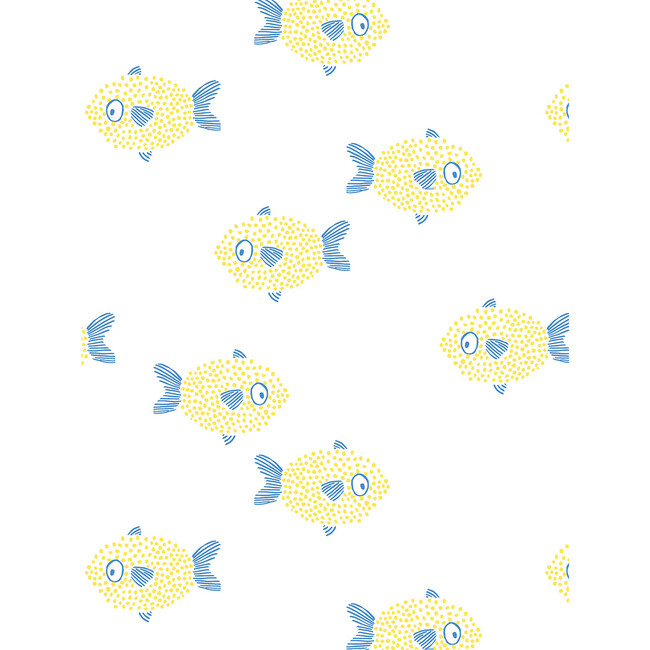 Tea Collection School of Fish Traditional Wallpaper, Daffodil - Wallpaper - 3