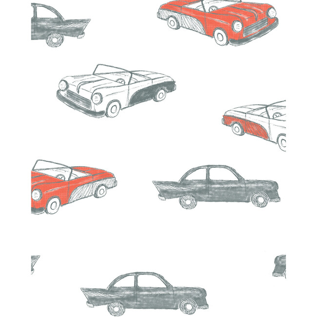 Tea Collection Classic Cars Removable Wallpaper, Retro Red - Wallpaper - 3