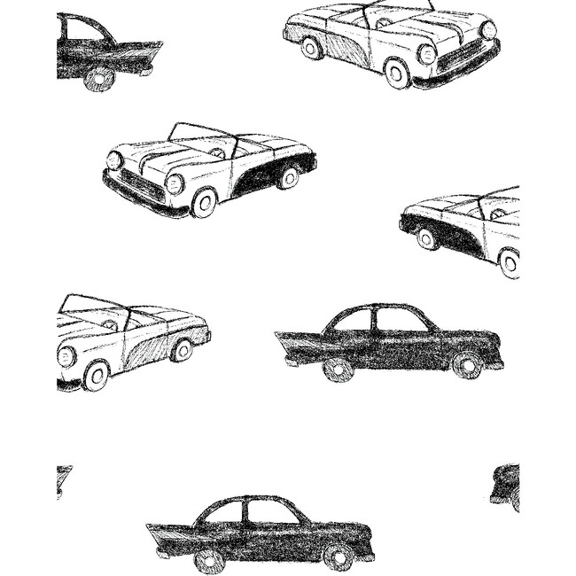 Tea Collection Classic Cars Traditional Wallpaper, Onyx - Wallpaper - 3