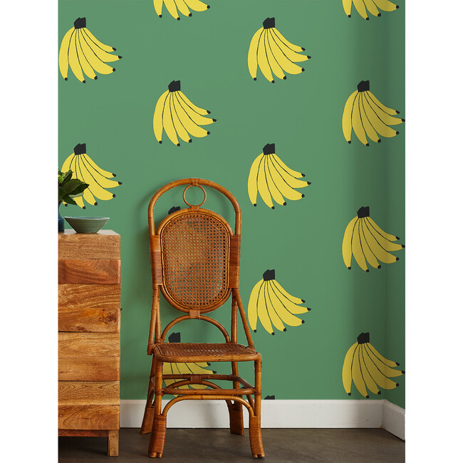 Tea Collection Bananas Traditional Wallpaper, Green