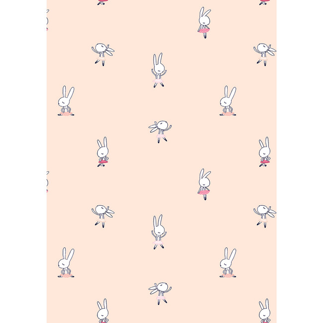 Tea Collection Ballet Bunnies Traditional Wallpaper, Peach - Wallpaper - 1 - zoom
