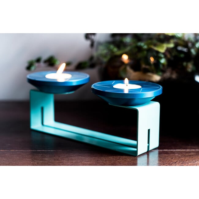 Meshuggeneh Tea Light Candle Holder, Blue - Accents - 2