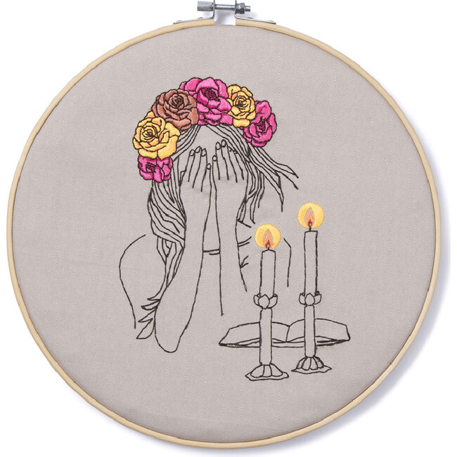 Candle Embroidered Hoop