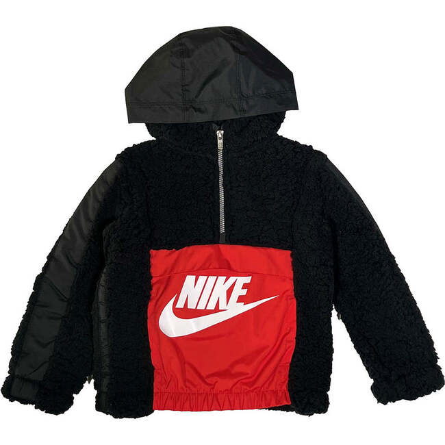 Fleece Half Zip Kids Sweatshirt, Black