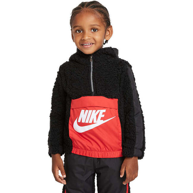 Fleece Half Zip Kids Sweatshirt, Black