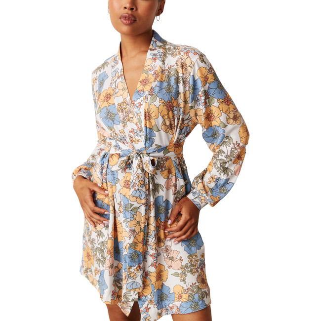 Women's Quinn Banded Short Robe, Honeysuckle - Robes - 3