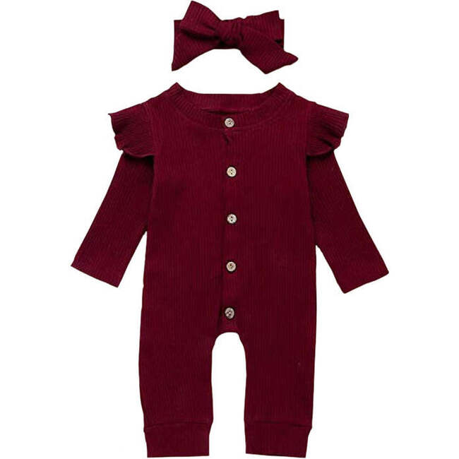 Lilly Romper with Headband, Wine Red