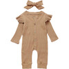 Lilly Romper with Headband, Coffee - Rompers - 1 - thumbnail