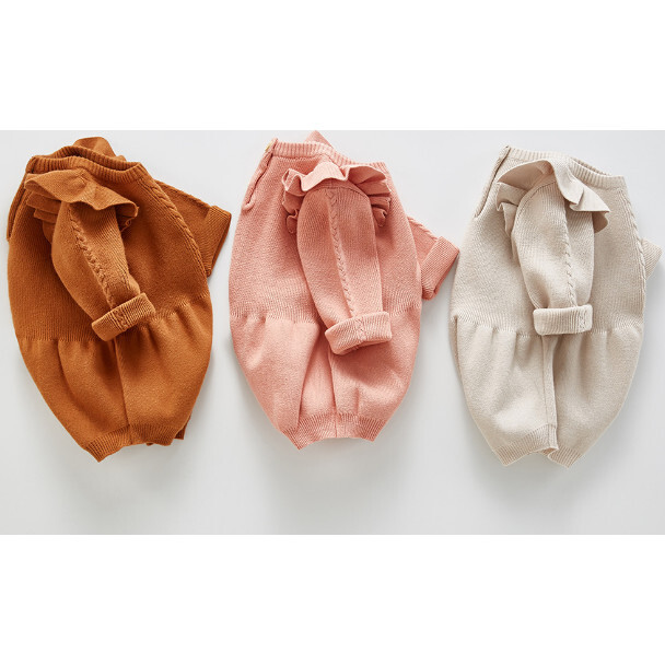 Lizzie Flutter Romper, Beige - Rompers - 3
