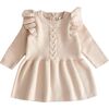 Eva Flutter Dress, Beige - Dresses - 1 - thumbnail