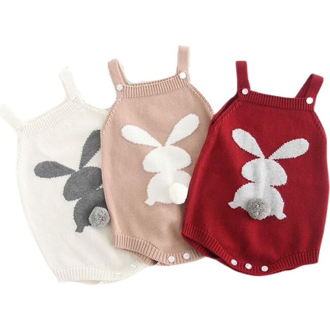 Emilia Bunny Romper, Eggshell - Rompers - 2