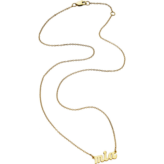 Women's Serafina Mini Personalized Nameplate Necklace, Gold