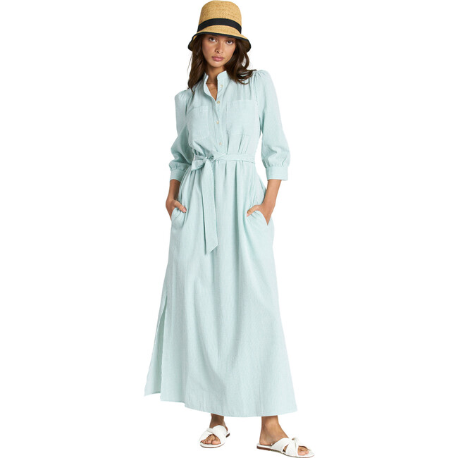 Women's Cassie Dress, Green Stripes
