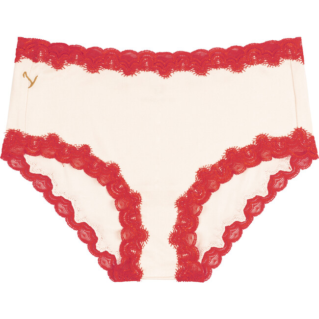 Women's Soft Silk Brief, Rose Quartz with Fiery Red - Underwear - 1