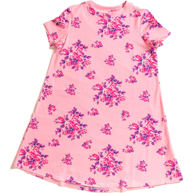 Sweet Floral Short Sleeve Dress, Pink - Dresses - 1