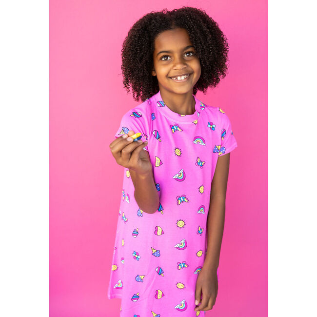 Charmed Short Sleeve Dress, Pink - Dresses - 4