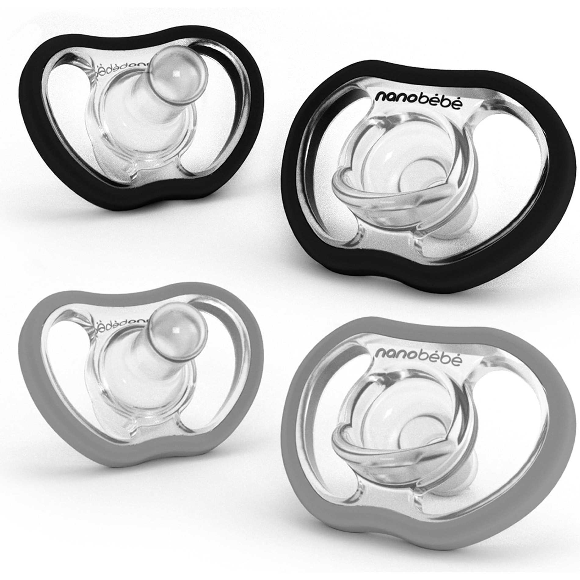 Flexy Active Pacifier, Black & Grey 4pk Count - Pacifiers - 1