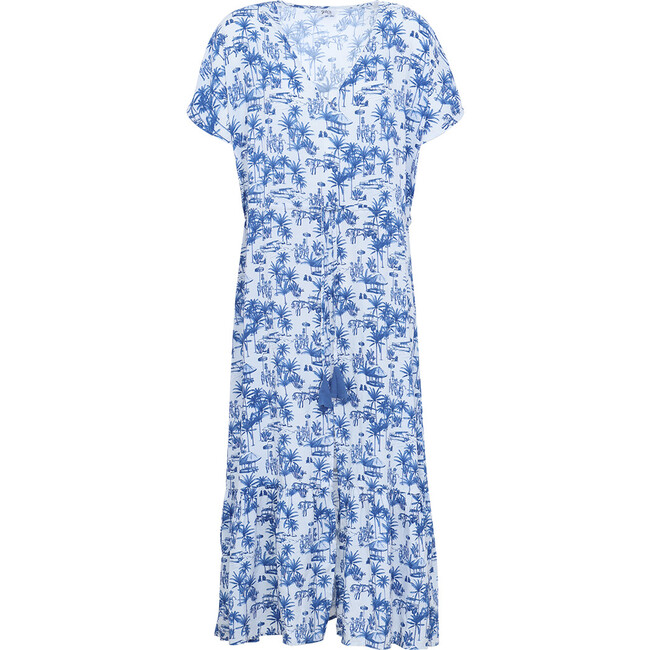 Women's Long Summer Dress, Toile De Jouy Balinaise Inspiration
