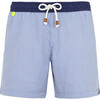 Men's Trawangan Swim Trunk, Blue Seersucker - Swim Trunks - 1 - thumbnail