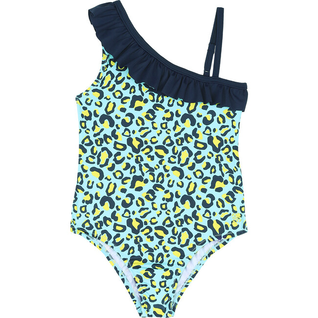 Girls Flores One-Piece, Tropical Leopard
