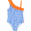 Girls Flores One-Piece, Electric Zebra - One Pieces - 1 - thumbnail