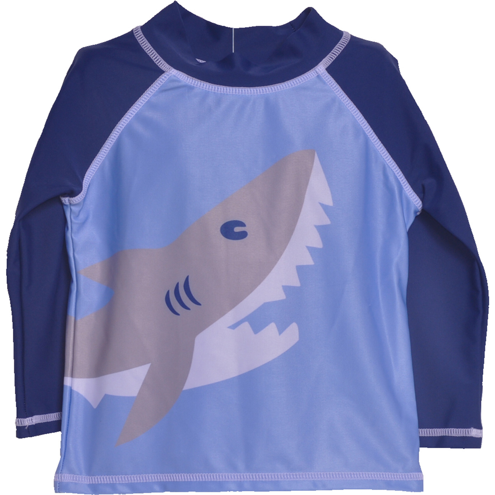 Graphic Rash Guard Swim Top, Happy Shark - Rash Guards - 1