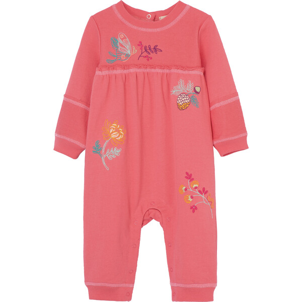 Forest Embroidery Coverall, Rose Peek Kids Rompers