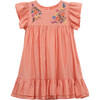 Embroidered Metallic Dress, Peach - Dresses - 1 - thumbnail