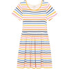 Stripe Short Sleeve Dress, Off-White - Dresses - 1 - thumbnail