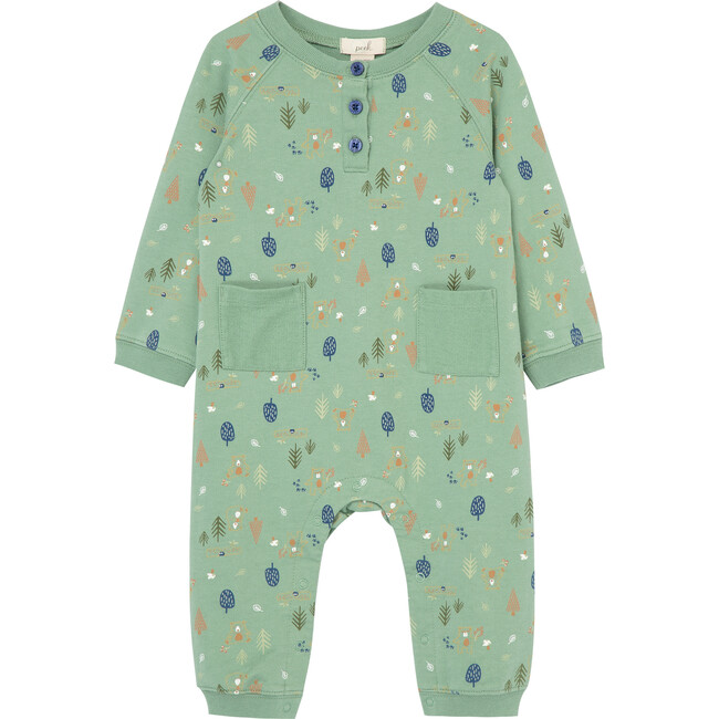 Woodland Bears Coverall, Green - Jumpsuits - 1