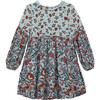 Mixed Florals Crinkle Dress, Blue - Dresses - 1 - thumbnail