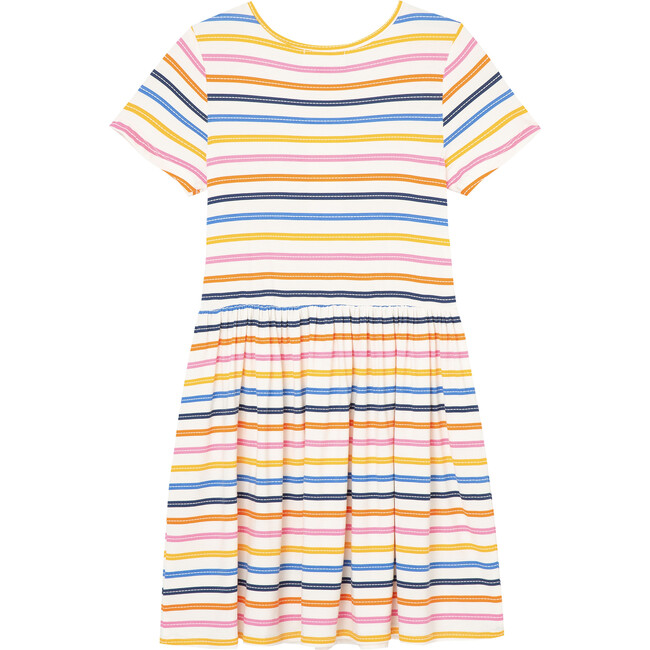Stripe Short Sleeve Dress, Off-White